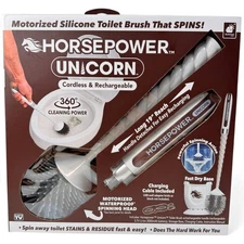 Horsepower Unicorn Spinning Toilet Brush Silicone 1 Pack White New
