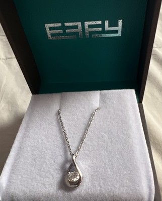 Effy 925 Sterlingsilber 1/10 ctw Labor Diamant Träne Anhänger Halskette 18''