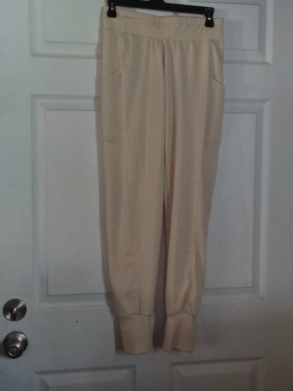 SHOSHO Elastic Waist Stretch Mid Rise Ivory  Jogger Pants Women's Size Medium