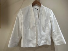 Roman Jacket Size 12 White Satin 3/4 Sleeve Fitted Cropped Blazer Occasion