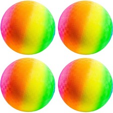 Rainbow Playground Balls for , 8.5 in Kickballs, 4-Pack
