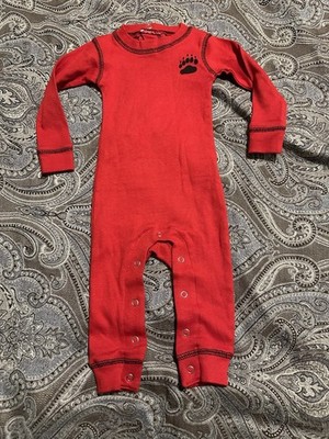 Lazy One ''Bear Bum'' Solid Red Flapjack Long John Pajamas, 6 mos.