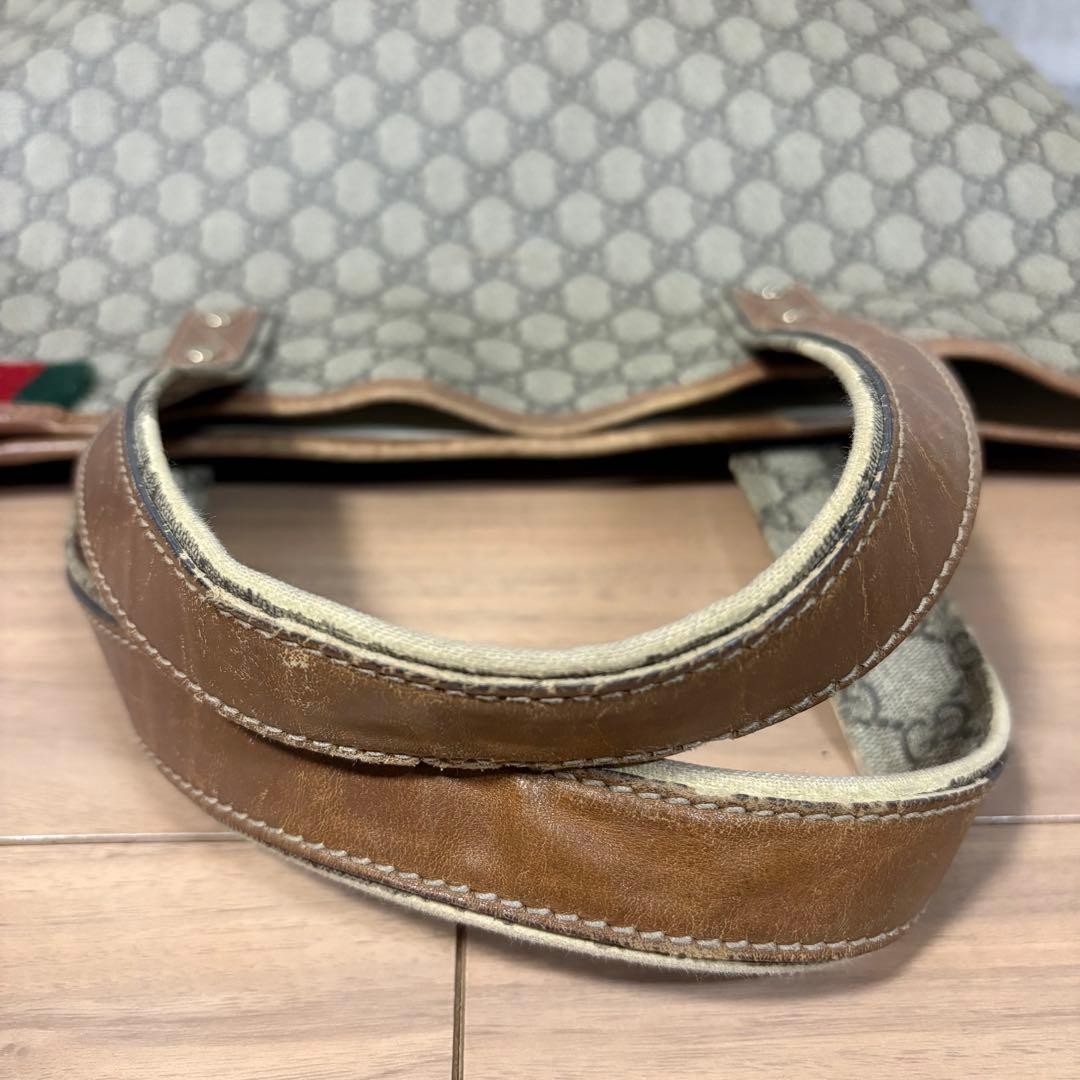 GUCCI GG Supreme Canvas Tote Bag Brown Sherry Stripe Unisex Authentic thumbnail 6