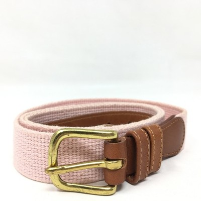 Coach Belt Mens Size 40 Brown Leather Pink Natural Linen Golf Casual Preppy
