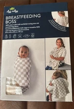 Itzy Ritzy Breastfeeding Boss Multi Use Blanket Nursing Cover check 47x47 Cotton
