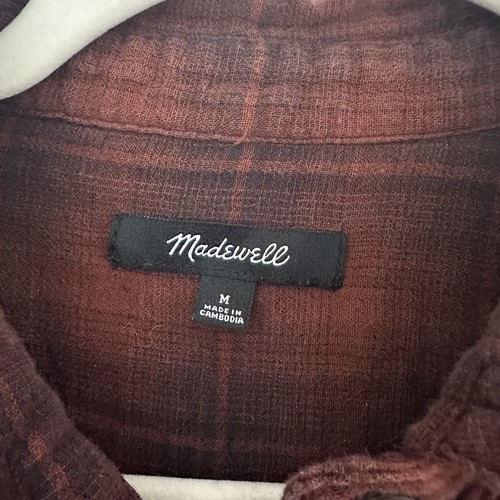 Madewell Womens M Oversized Flannel Button Up Shirt Burnished Red Mahogany - Picture 4 of 6