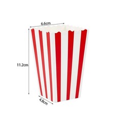 10x Popcorn Boxes Red White Striped Paper Bags Movie Night Birthday Party UK