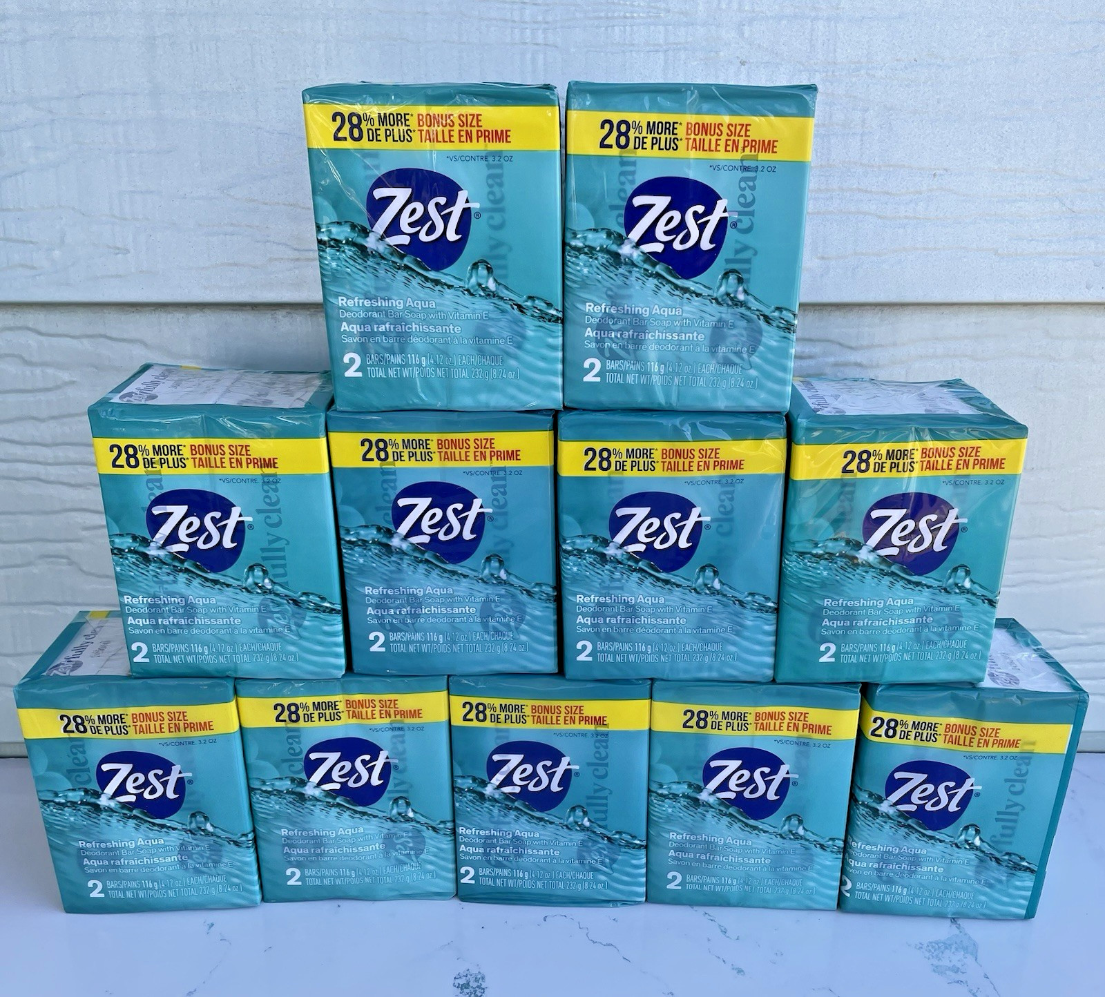 Zest Deodorant Bar Soap, Hydrating Moisture for All Skin Types, Aqua, 22 Bars