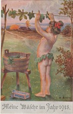 Very nice motif card, to see is my laundry in 1918 with signature