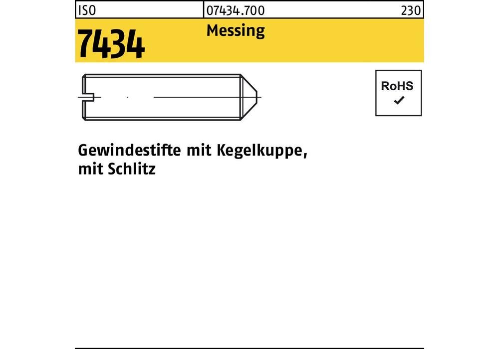 Reyher Gewindestift ISO 7434 m.Kegelkuppe/Schlitz M 4 x 6 мм