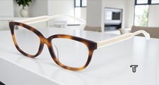 GUCCI GG0568OA 002 Square Havana White Crystal Demo Lens 55mm Women's Eyeglasses