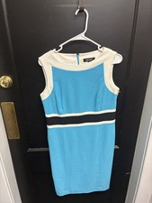 Nine West Blue Black Colorblock Sleeveless Ladies Sheath Dress - Size 6
