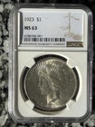 1923 Peace Silver Dollar – NGC MS63 – Beautiful Original Luster!