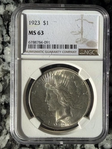 1923 Peace Silver Dollar – NGC MS63 – Beautiful Original Luster!