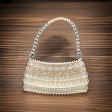 Faux Pearl  Crystal Beaded Handbag Evening Clutch Wedding Christmas Prom