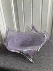 Lavorazione Arte Murano Art Glass Bowl Ruffled Centerpiece Lilac Purple 15 Inch