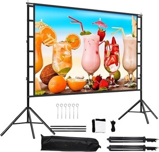 100 Inch Portable Projector Screen with Stand 16:9 160° View FOR AUCTION