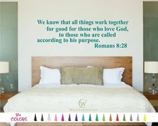 Romans 8:28 Know Thing Work Together Love Bible Wall Quote Vinyl Decal Sticker