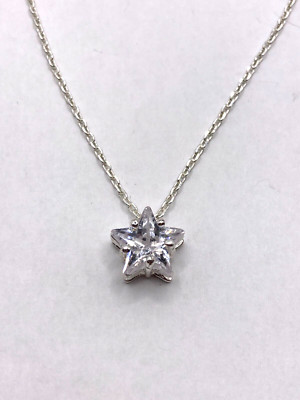 Shimmering Star-Shaped Clear Stone on Delicate Silvertone Necklace