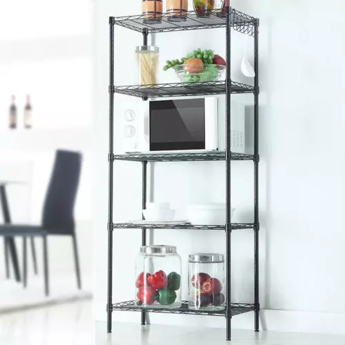 Scaffale a 5 livelli regolabile filo metallo scaffale scaffale garage portaoggetti organizer - Foto 4 di 25