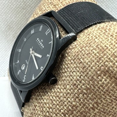 Skagen 124XLBBB Men\'s Black Stainless Steel Mesh Analog Dial Quartz Watch AEA235 s-l400.jpg main image 2