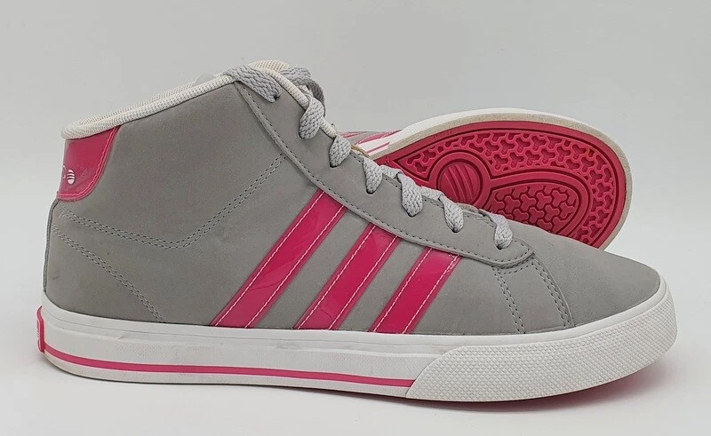 Adidas Neo Mid Leather Trainers Grey/Pink/White |