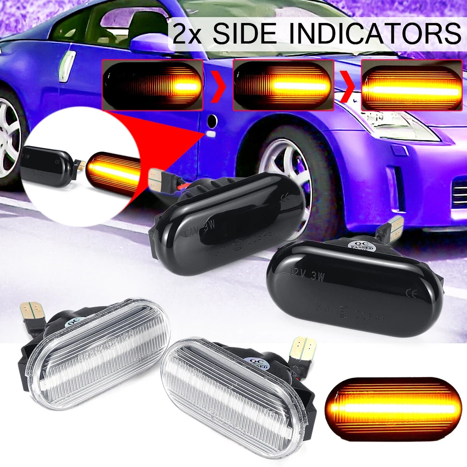 2X Luz LED dinámica de señalización lateral para Nissan Pathfinder 2005-2012 Qashqai 2007-13 Foto 2 de 4