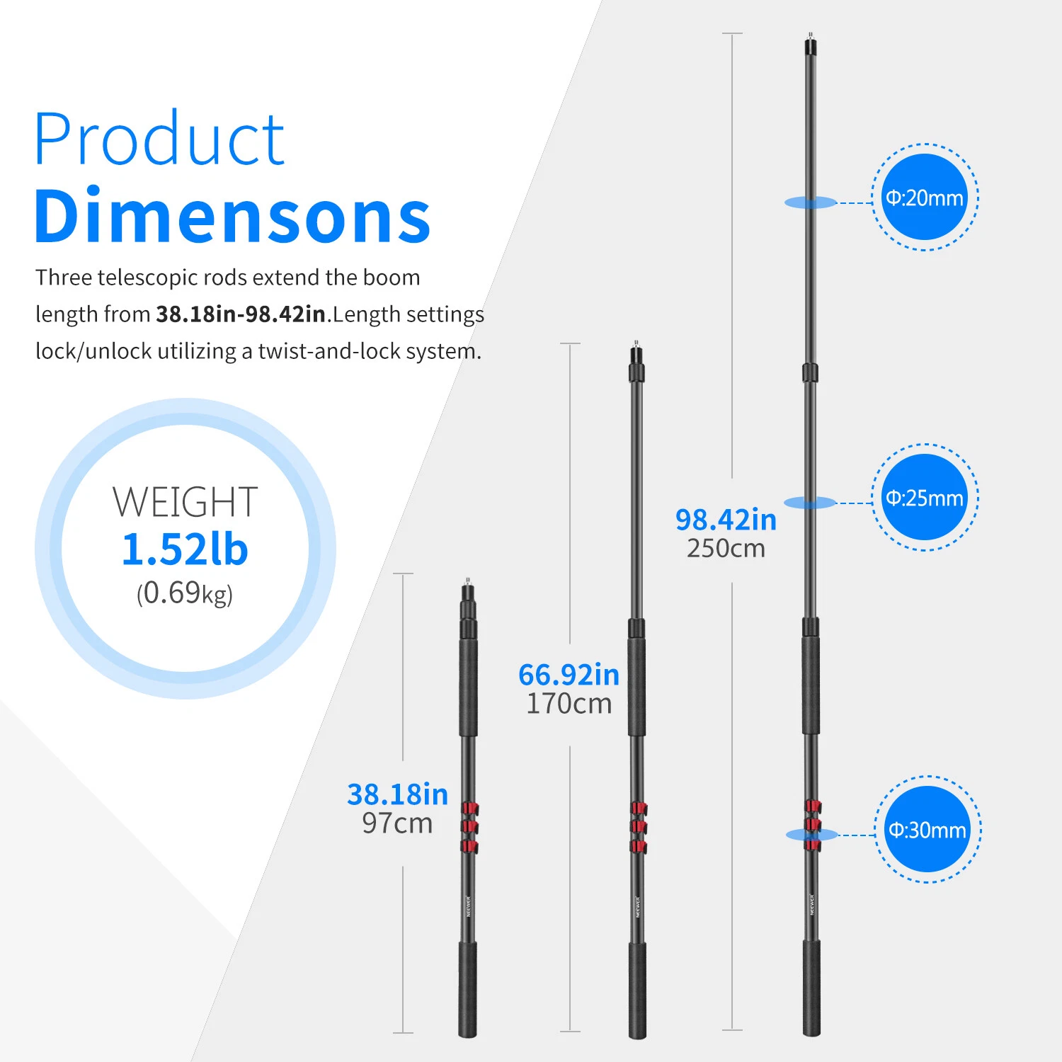 Neewer NW-7000 Boom Pole - Thumbnail 2