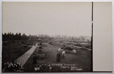 1915 Sunken Gardens Manito Park Spokane WA RPPC by Cross Photographer