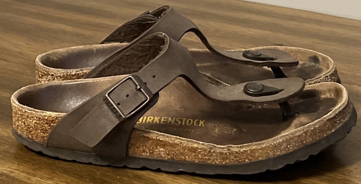 Birkenstock Gizeh Brown Leather 240 Thong Sandals Women's Size 37