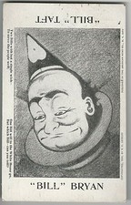 1908 Bill Taft Bill Bryan Happy Sad Reverse Image Flip-over Postcard with Poem
