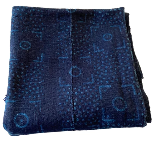 Superb Vtg  Mali Indigo Mud Cloth Textile 38" by 59.5"