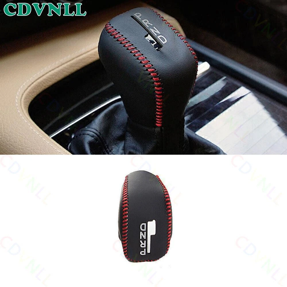For Volvo S90 2017-2021 Black Red Leather Central Console Gear Shift Knob Cover