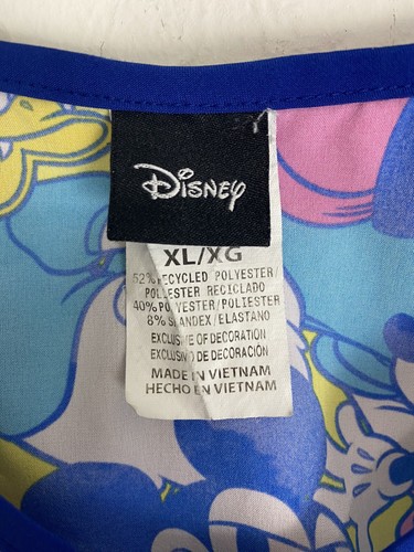 Disney Womens Scrub Shirt Adult Size xl Goofy Mickey Mouse Short Sleeve Yellow - Picture 5 of 7