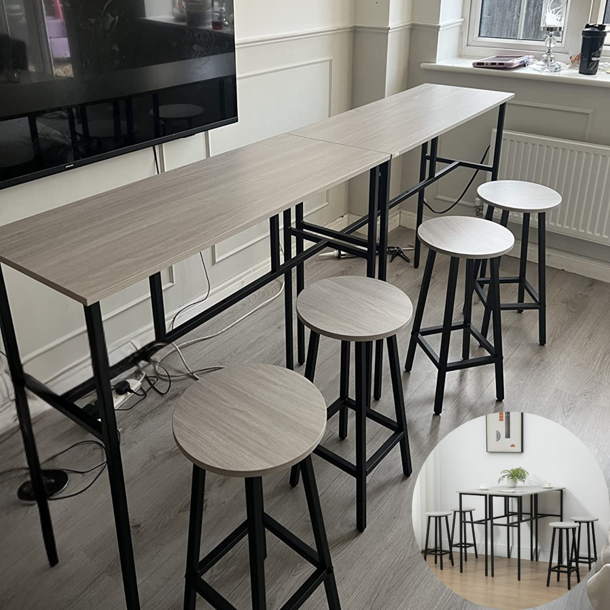 Piece Industrial Bar Table Set Kitchen Breakfast Table