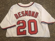 IAN DESMOND WASHINGTON NATIONALS White SIGNED JSA STICKER ONLY JERSEY