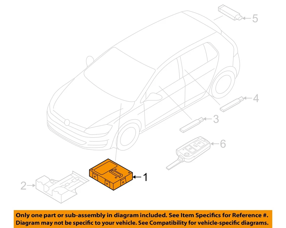 Módulo de encendido inalámbrico usado se adapta a: Volkswagen Golf Security 2016 llaves de tablero LH Foto 3 de 4