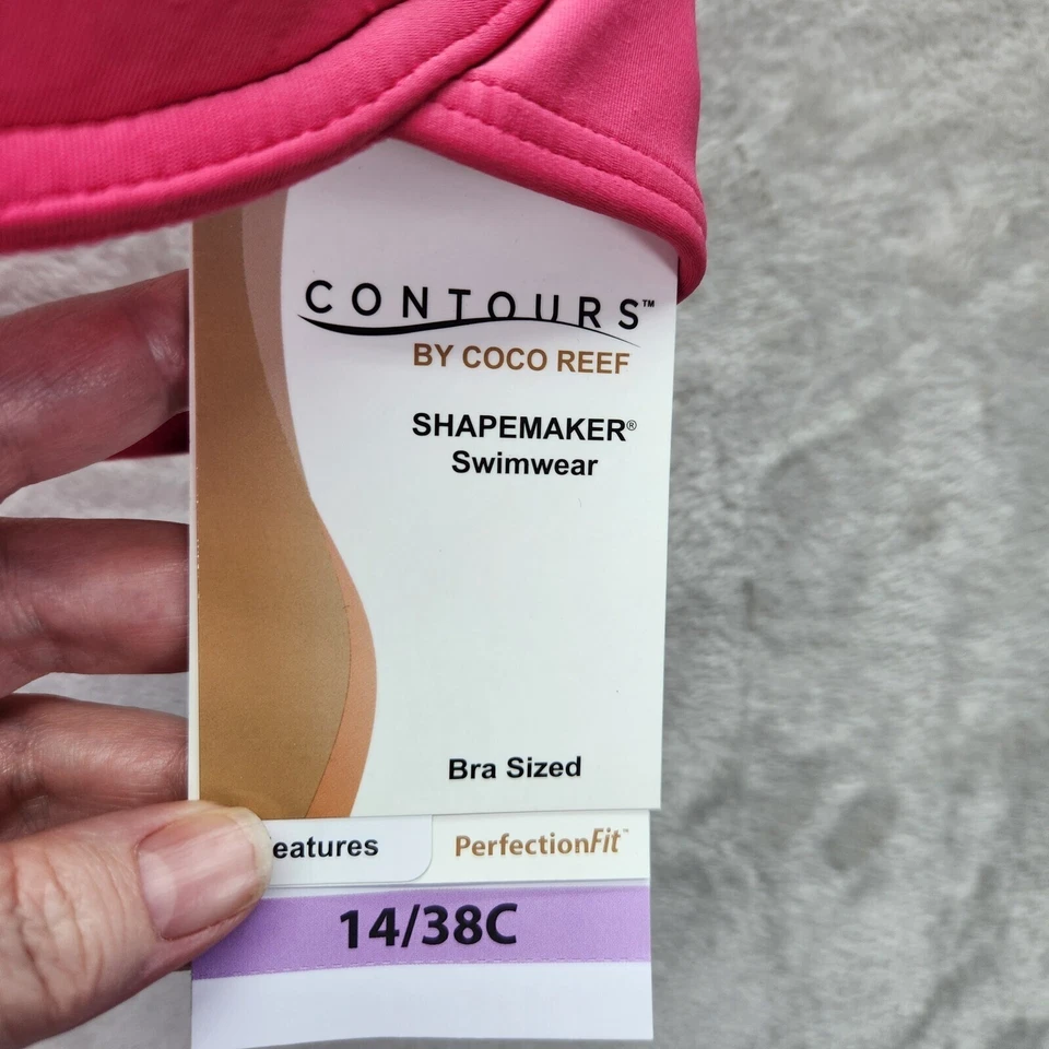 Top de natación de bikini Coco Reef 14/38C con aros ShapeMaker sujetador talla halter cuello rosa Foto 4 de 4