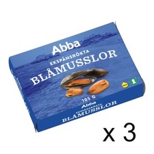 Abba Oakchip Smoked Blue Mussels 3-pack (3x105 grams) - Premium Swedish Seafood