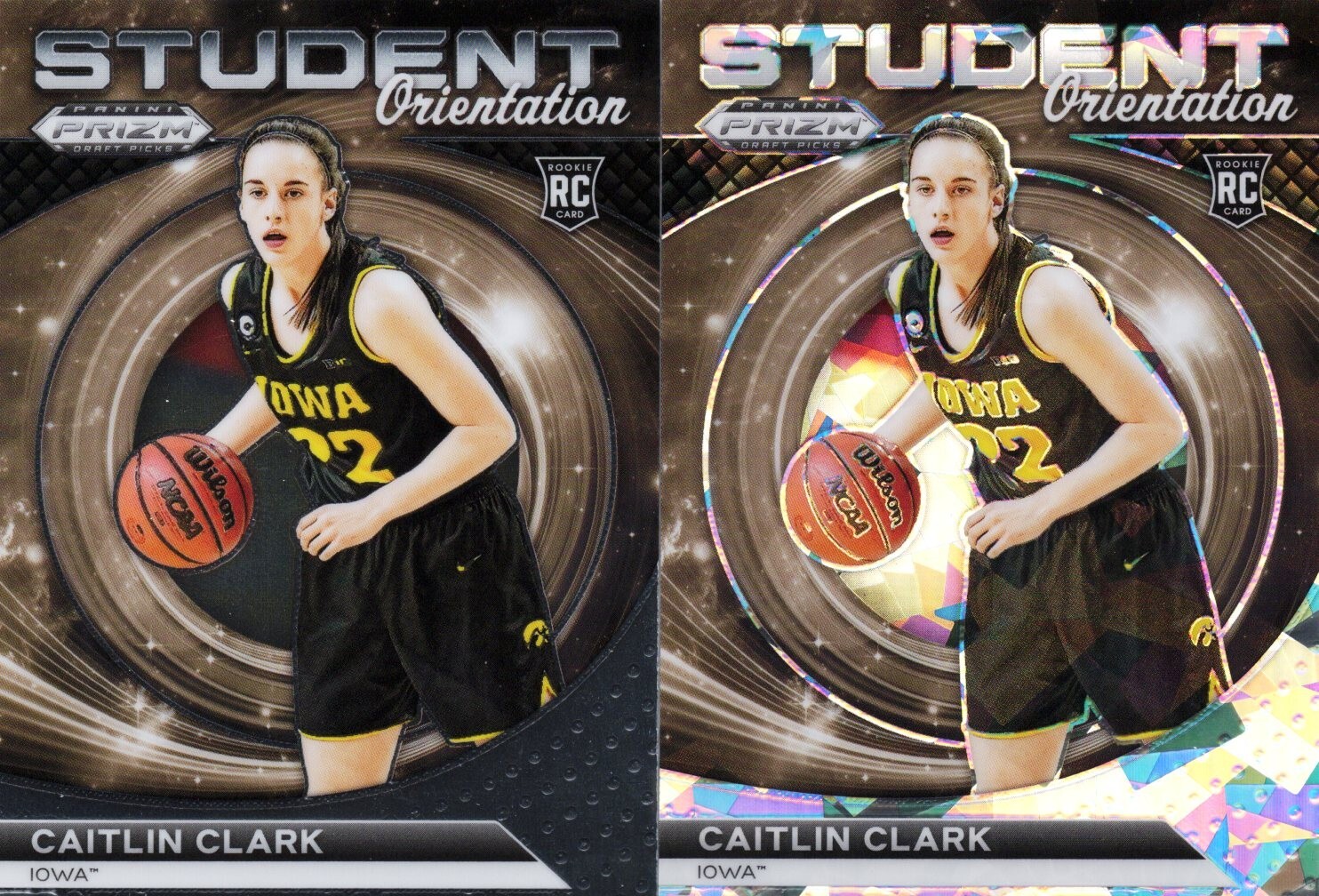 Caitlin Clark 2024 Prizm Draft Picks Student Orientation Cracked Ice Prizm RC SP