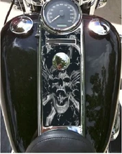 Smoked Skull Dash Insert. Fits 2008-2023+ Harley Road King Dash. USA MADE
