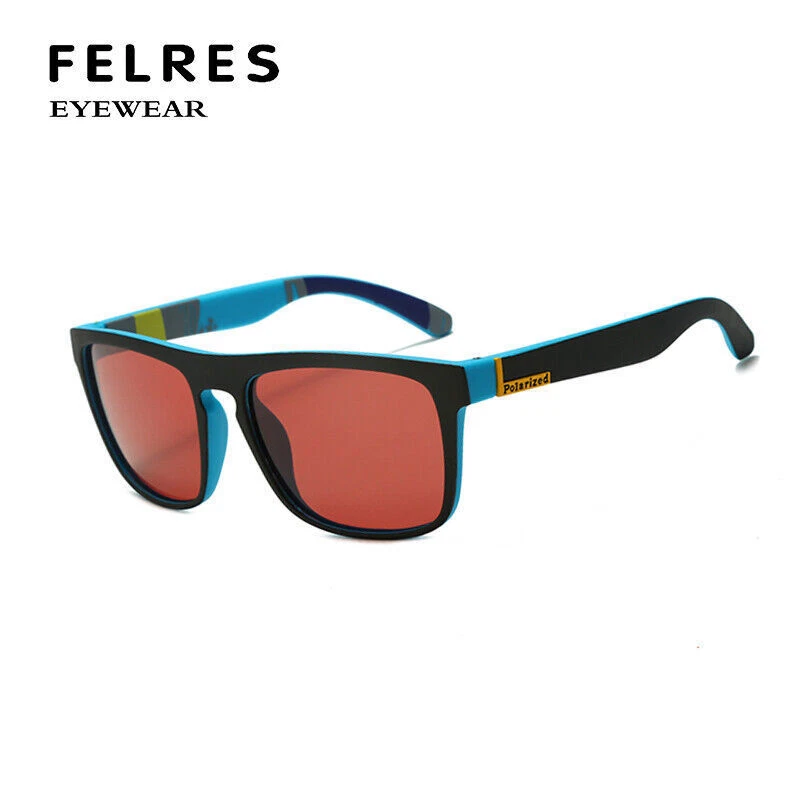 Square Polarized Fishing Sunglasses For Men Red Lens Shades Sport Glasses UV400 - Image 4 of 4