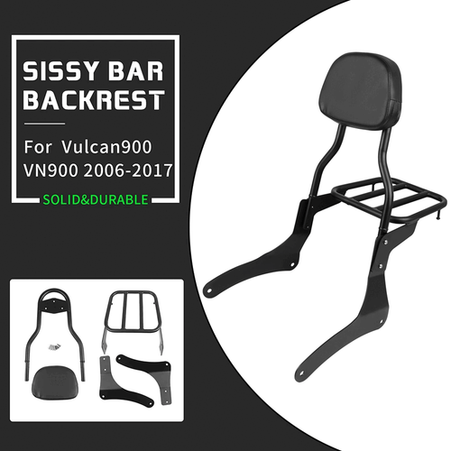 Backrest Sissy Bar w/Luggage Rack For Kawasaki Vulcan 900 VN900 2006-22 Classic - Picture 2 of 8