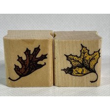 Inkadinkado Fall Leaves Wood Stamp Set, 2pc, 1'' W x 1'' L New