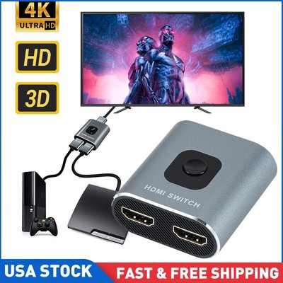 Bi-Directional 4K HDMI 2.0 Cable Switcher Splitter HUB 2 in 1 out and 1 in 2 out