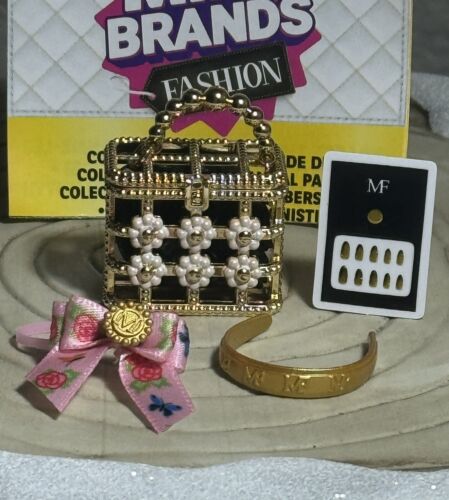 NEW! Zuru Mini Fashion Series 3-Gold Basket with Flowers Purse With accessories! - Afbeelding 1 van 5