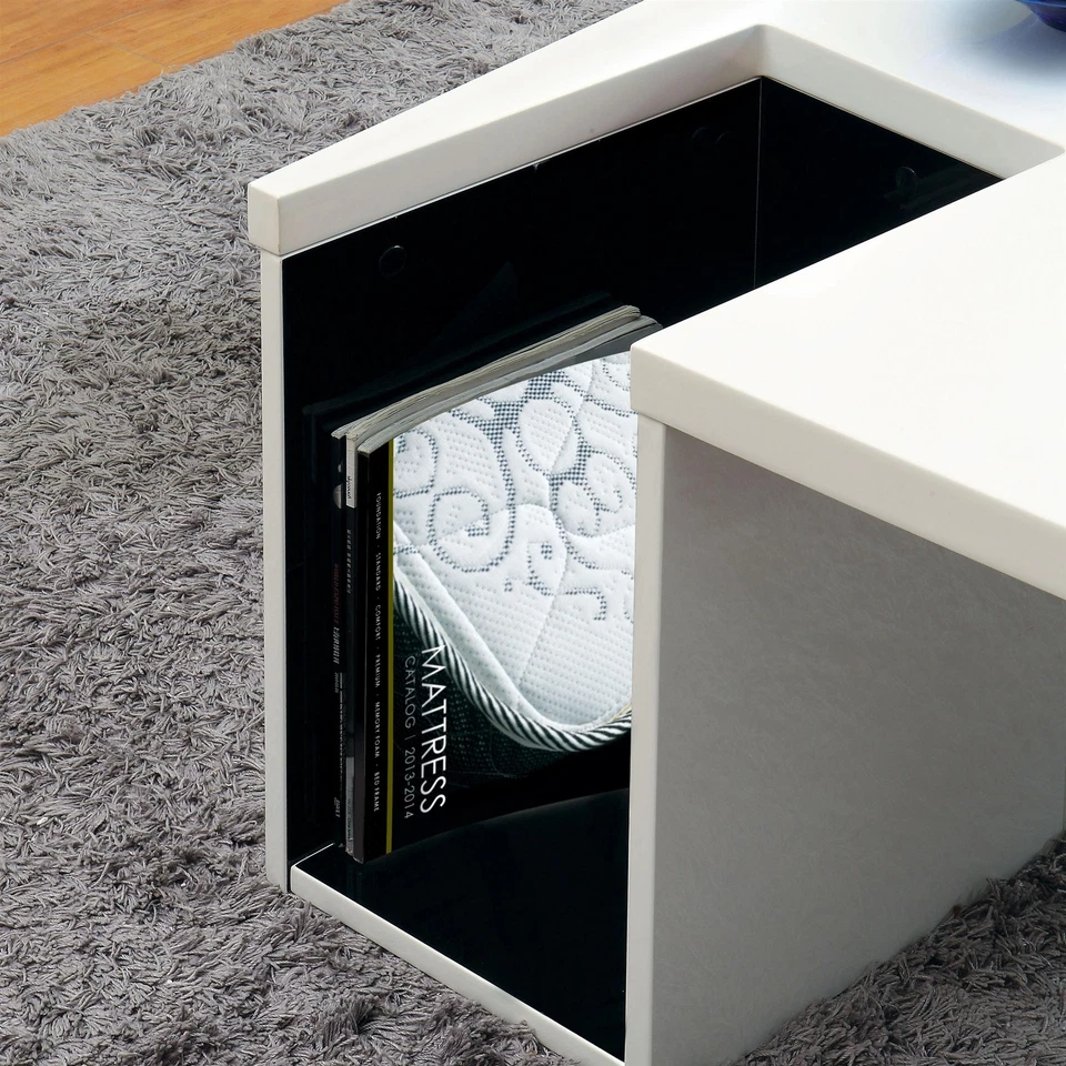 Furniture of America Lucio Contemporary Wood Coffee Table with Storage in White - Image 3 of 4