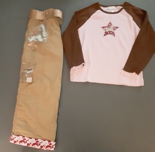American Girl 2 Pc Pink & Brown Top Star Horse Tan Cargo Pants Girl's Size XL-16 - Picture 5 of 22