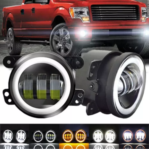 Par de luces antiniebla LED halo parachoques 4" para Ford 2009 2010 2011 2012 2013 2014 F150 - Imagen 2 de 9