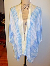 Chico's Complex Ikat Lavanya SS Cardigan Sweater NWT Size 2 Manganese Blue 99